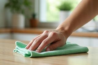 エコフレンドリーな洗剤で清掃する様子